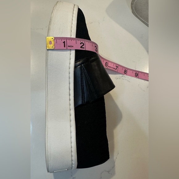 Vince Ward Shoes Black Knit Leather Platform Slip On Sneakers Loafer - Picture 11 of 14